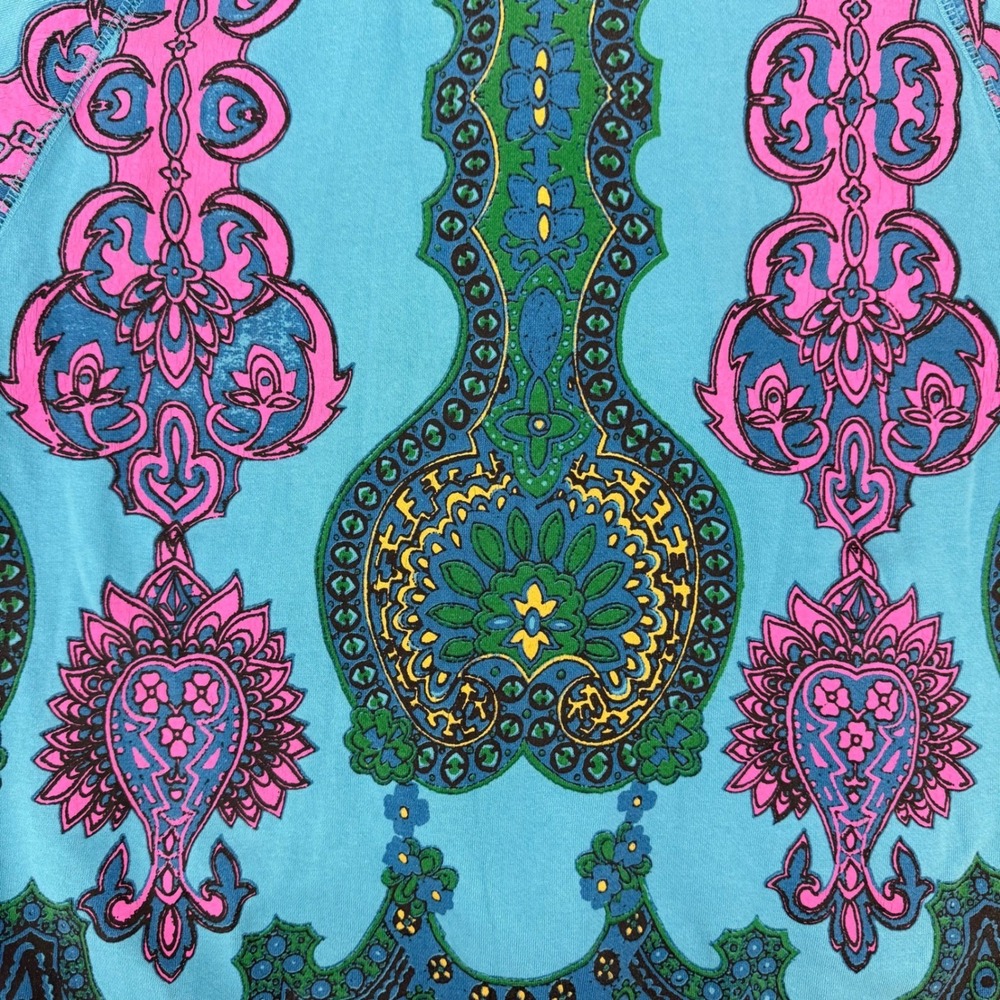 Vintage Y2K Volcom Full Zip Hoodie Paisley Turquoise Pink Large Grunge Skater - Picture 6 of 11